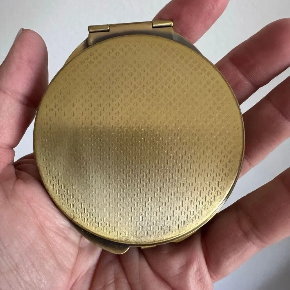Vintage Cameo Compact Mirror With Pearls And Diamonds